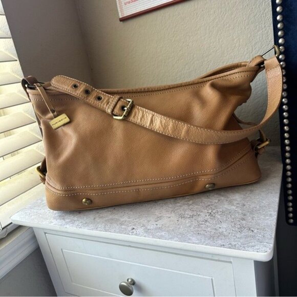 Nuovedive Italian Tan Brown Sienna Leather Satchel Purse Bag - Picture 2 of 10